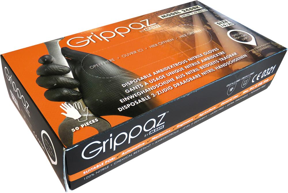M-SAFE® Handschuh Grippaz, Box mit 50 Stück, orange oder schwarz - bekommst Du bei ★ HUG Technik ✓