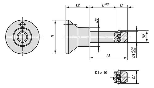 Steckbolzen Thermoplast, Komp: Edelstahl, D1=10, L=15 - K0365.3310015 - bei HUG Technik ✓