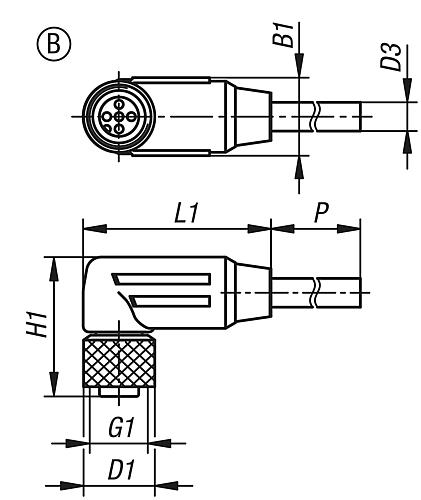 Steckverbinder mit Schraubanschluss geschirmt, Form:B, D1=14,5, P=10000, N=5X0,34 Mm², L1=38,25, Tpu, Komp:Bronze - K1482.1225X10000 - gibt’s bei ☆ HUG Technik ✓