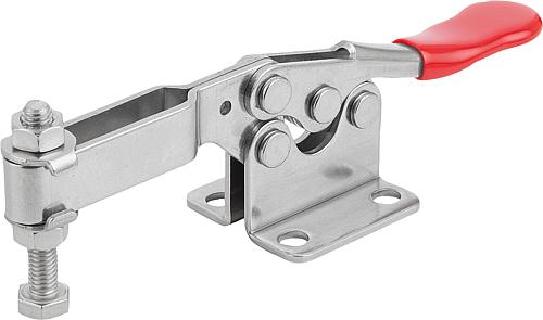 Schnellspanner Standard L=143,5, Form: B Edelstahl, Fuß waagrecht, Komp: Kunststoff, Komp: rot, F2=2000 - K1240.122000 - direkt bei HUG Technik ✓