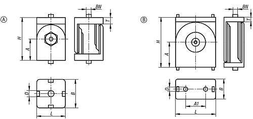 Gelenkstück 30x30x45, Form:A Zink, Typ B, BN=8 - K1051.083030 - bei HUG Technik ✭