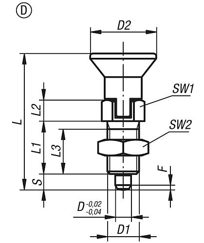 Arretierbolzen Gr.0 M08x1, Form: D Edelstahl, gehärtet, Komp: Edelstahl, D=4 - K0632.004004 - bekommst Du bei ★ HUG Technik ✓