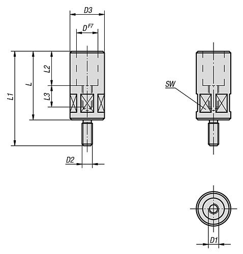 Spannhakenaufnahme M08 L=55 - K0017.08055 - erhältlich bei ✭ HUG Technik ✓