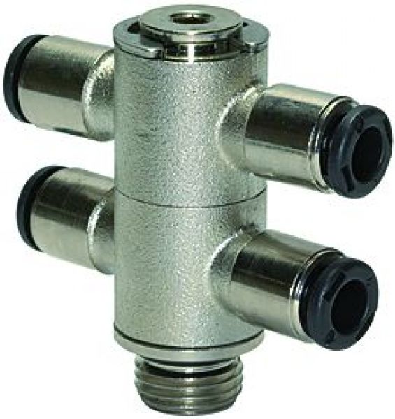 T-Mehrfachverteiler 4-fach »click-clock«, drehbar, G 1/8 a. Ø 8mm - bekommst Du bei HUG Technik ♡