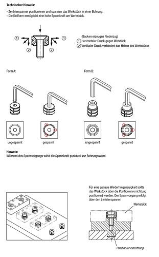 Anwendungsbild Zentrierspanner Rund H=11,5, Form: A Stahl, Komp: Stahl - K1166.11608 - erhältlich bei ✭ HUG Technik ✓