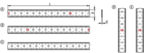 Maßband selbstklebend 1000X10, H=0,5, T=1 mm, horizontal, Stahl weiss lackiert, Form:A Nullpunkt links - K1301.00021010X1000 - bei HUG Technik ♡
