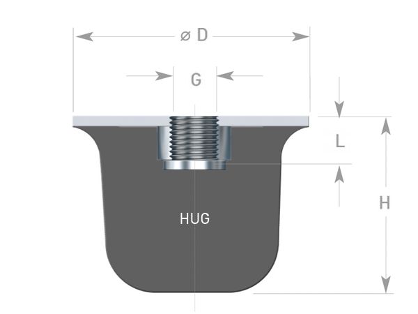 Gummi-Metall-Element Typ KE, ballig - bei HUG Technik ♡