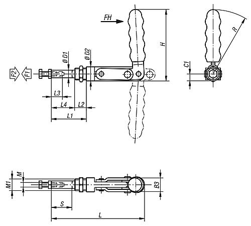 Zeichnung Schubstangenspanner Stahl, Komp:Kunststoff - K0086.0350 - bekommst Du bei ★ HUG Technik ✓