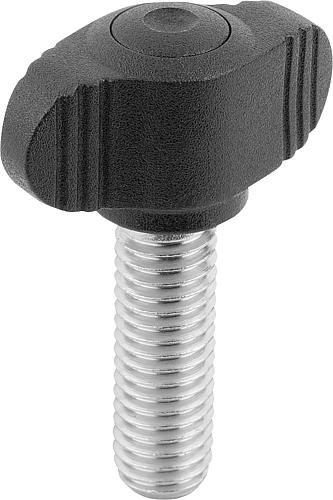 Flügelgriff Miniwing M08x40 Thermoplast, schwarz RAL7021, Komp: Edelstahl - K0274.0008X40 - direkt bei HUG Technik ✓