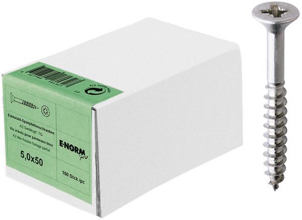 E-NORMpro Spanplattenschraube, Senkkopf A2 TG PZD 3,0x 25/18 KP, Packung mit 200 Stück - bei HUG Technik ✭