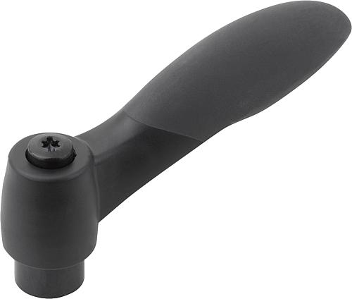 Klemmhebel 2 Komponenten Gr.1 M04 Kunststoff, schwarz RAL7021, Komp: Stahl, schwarz RAL7021 - K0125.10401