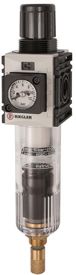 Filterregler »FUTURA-mini«, PC-Behälter, Kompaktmanometer, VA, G 1/4, 0,1-4 - kommt direkt von HUG Technik 😊