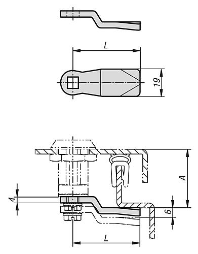 Zunge für Kompressions-Drehriegel, Stahl - K0530 - bekommst Du bei HUG Technik ♡