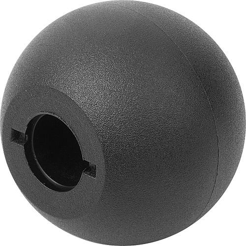 Kugelknopf DIN319 Erweitert D1=20 D=5, Form: M Bohrung Konisch, Thermoplast schwarz - K0158.32005 - gibt’s bei ☆ HUG Technik ✓