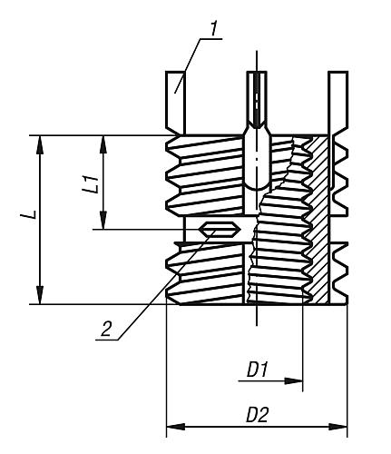 Gewindeeinsatz selbstsichernd Edelstahl, verstärkt, M04, M08 - K0402.104 - bekommst Du bei ★ HUG Technik ✓