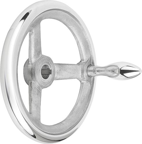 Handrad mit Nut D1=100 Aluminium, Komp: Aluminium, D2=10 - K0160.3100X10 - direkt von HUG Technik ✓