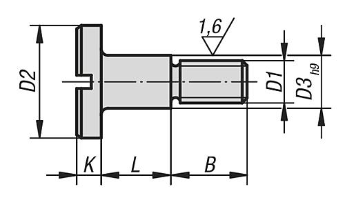 Zeichnung Flachkopfschraube mit Schlitz M06 Stahl, DIN923 - K0704.06 - gibt’s bei ☆ HUG Technik ✓