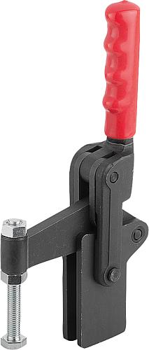 Produktbild Schnellspanner schwere Ausführung L=124 Stahl, Fuß senkrecht, Komp: Kunststoff, Komp: rot - K1250.012000 - bei HUG Technik ✭