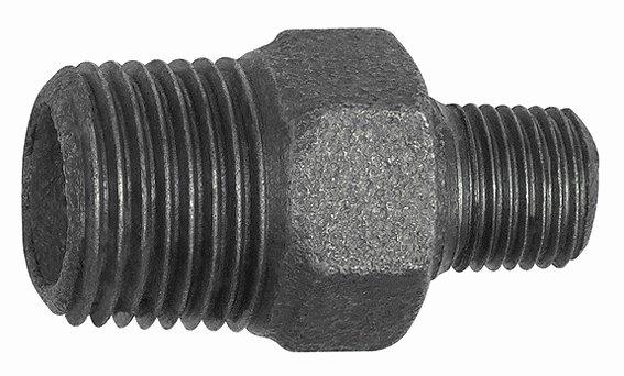 Doppelgewindenippel 245 reduzierend, R 3/8 AG, R 1/4 AG, Temperguss, schwarz - bei HUG Technik ✭