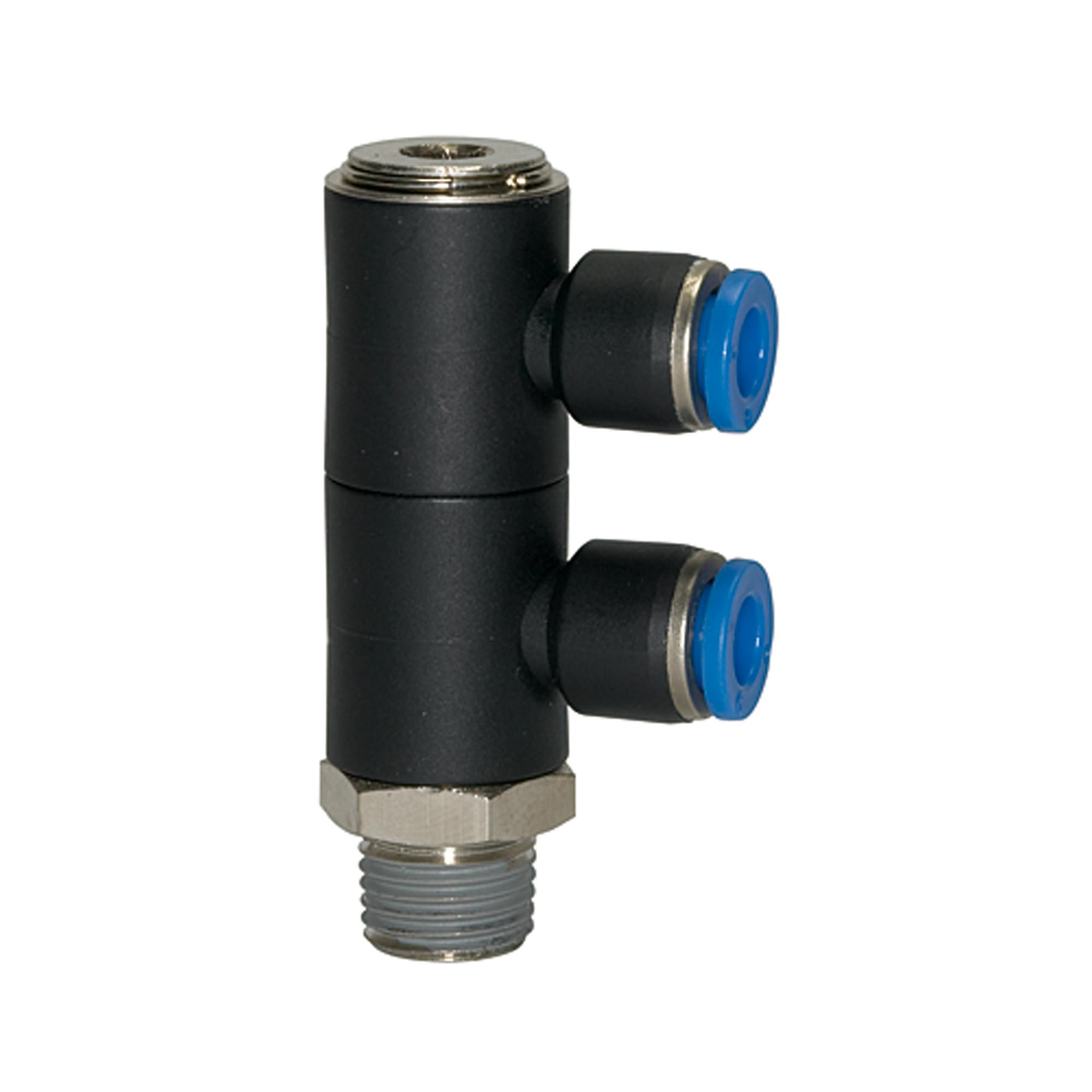 L-Mehrfachverteiler »Blaue Serie«, 2-fach drehbar, R 1/2 a. Ø10mm - erhältlich bei ✭ HUG Technik ✓