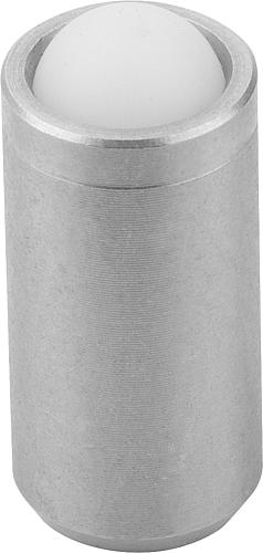 Federndes Druckstück glatte Ausführung D=10 L=22 Edelstahl, ohne Bund, Komp: POM - K0335.310 - bei HUG Technik ♡