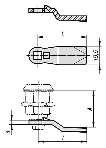 Zeichnung Zunge L=45, Edelstahl blank - K1114.245X240 - erhältlich bei ♡ HUG Technik ✓