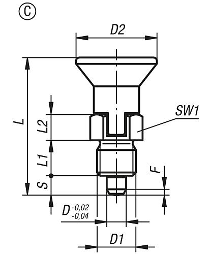 Arretierbolzen kurze Ausführung Gr.0 M08X1, D=4, Form: C mit Rastnut ohne Kontermutter, Edelstahl ungehärtet - K0631.1700484 - bei HUG Technik ♡