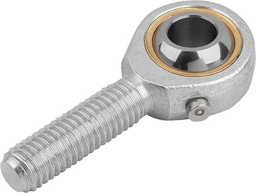 Gelenkkopf DIN12240-1 mit Schmiernippel M05X20, D=5 Rechtsgewinde, Autom.Stahl verzinkt, Komp:Wälzlagerstahl - K2085.05