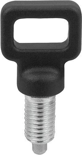 Arretierbolzen mit Ösengriff Gr.0 D1=M08, D=4, Form:A o.Rastnut, o.Kontermutter, Stahl ungehärtet - K2047.0104080