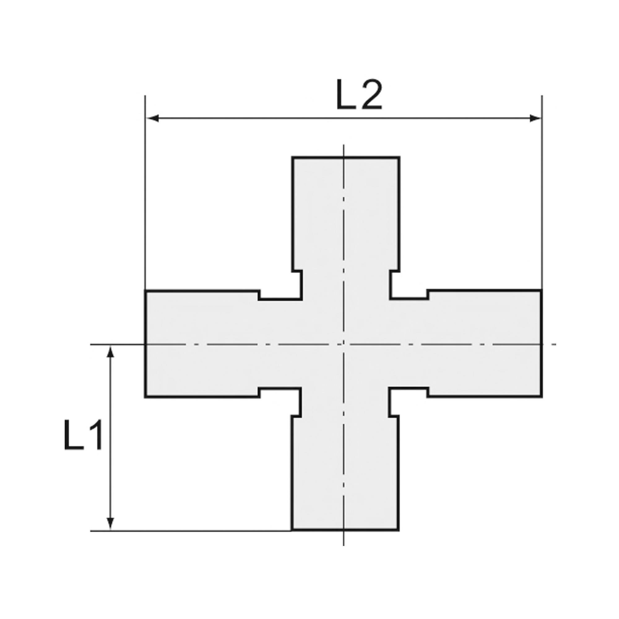 Kreuzstück, 4 x innen, G 1/8, SW 10, Messing vernickelt - bei HUG Technik ☆