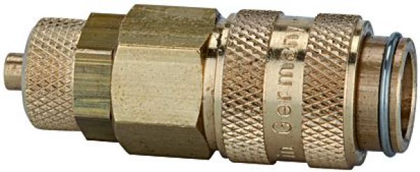 Schnellverschlusskupplung NW 5, für Schlauch 6x4, Messing blank - erhältlich bei ♡ HUG Technik ✓