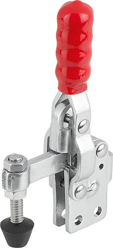 Schnellspanner, Fuß senkrecht, Mini, F1=800, Feste Andruckspindel M06x44, Stahl verzinkt, Komp: Kunststoff Komp: rot - K1244.00800 - bekommst Du bei HUG Technik ♡