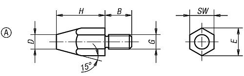 Zeichnung Fuß M06 H=10, Form:A Vergütungsstahl, SW=10 - K0296.06 - direkt von HUG Technik ✓