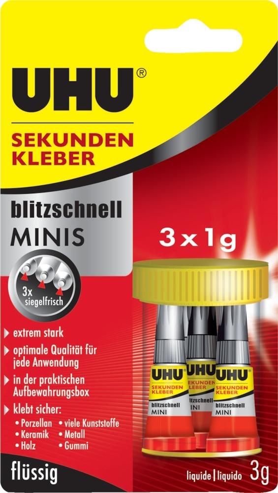 UHU® SEKUNDENKLEBER blitzschnell MINIS, 3x1 g - bei HUG Technik ✭
