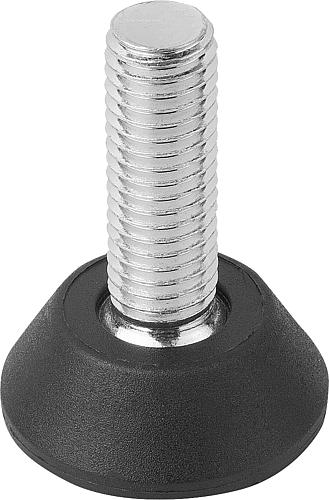 Stellfuß Fuß senkrecht M06X20 D=30 Polyamid, Komp:Stahl, D=30 - K0674.3006X020 - erhältlich bei ✭ HUG Technik ✓