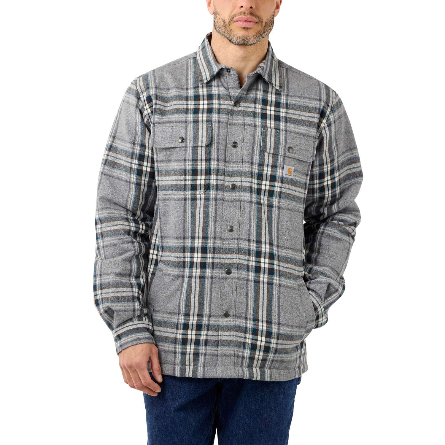 carhartt® Herren-Hemdjacke »FLANNEL SHERPA LINED SHIRT JAC« asphalt - erhältlich bei ♡ HUG Technik ✓