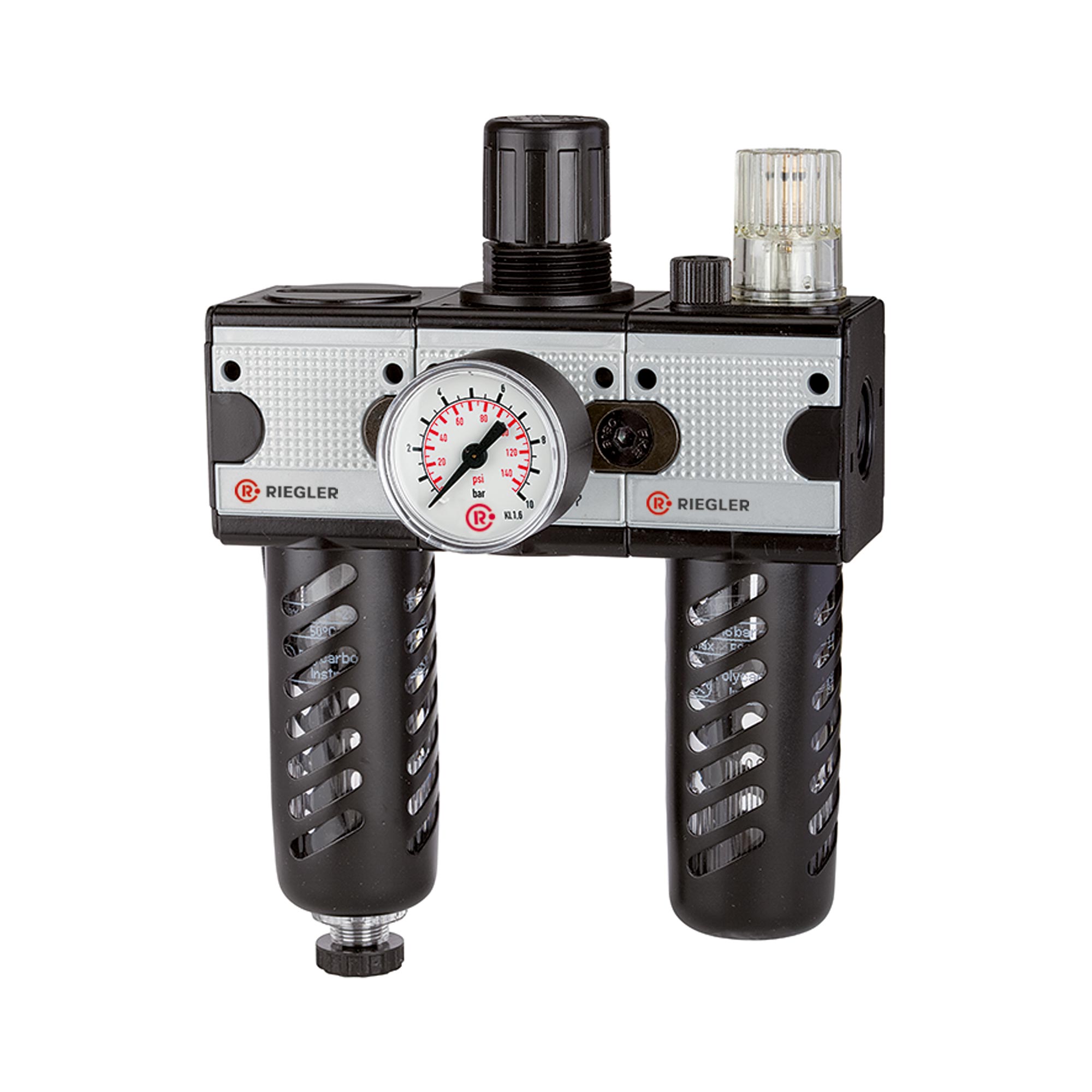 Wartungseinheit 3-tlg. »multifix«, PC-Behälter, Schutzkorb, BG1, G3/8 - gibt’s bei ☆ HUG Technik ✓