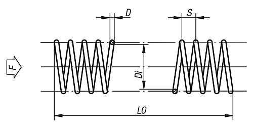 Druckfeder LO=400 Stahl, Di=10,5 - K1554.10 - gibt’s bei HUG Technik ✓