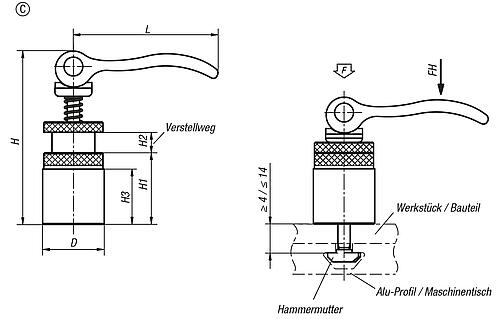 Exzenter-Spannmodul D=15, Form: C Stahl, schwarz, Komp: Aluminium, Komp: schwarz - K0754.21150606 - gibt’s bei ☆ HUG Technik ✓