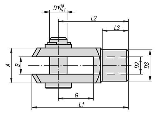 Gabelgelenk DIN71752 Innengewinde M05 Linksgewinde, G=10, D1=5, B=5, Automatenstahl verzinkt - K0733.05101 - bei HUG Technik ✓
