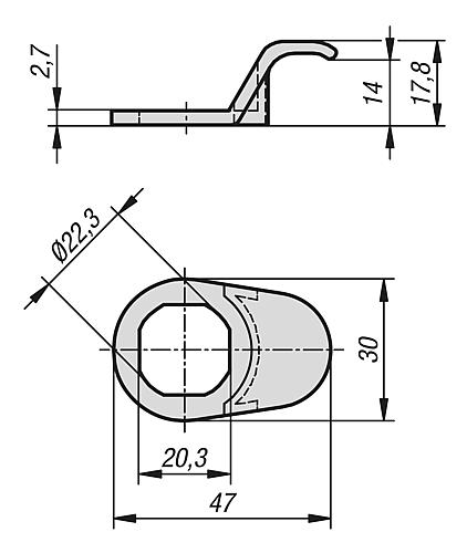 Zeichnung Öffnungsgriff Thermoplast - K0534.202230 - bei HUG Technik ♡
