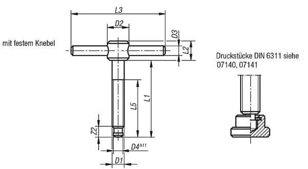 Knebelschraube fester Knebel M06 Stahl - K0756.106X40 - gibt’s bei ☆ HUG Technik ✓