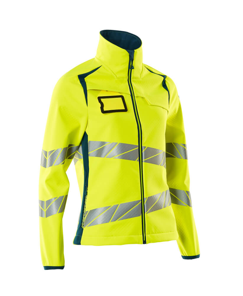 MASCOT® ACCELERATE SAFE Soft Shell Jacke  Gr. 2XL, hi-vis gelb/dunkelpetroleum - bekommst Du bei HUG Technik ♡