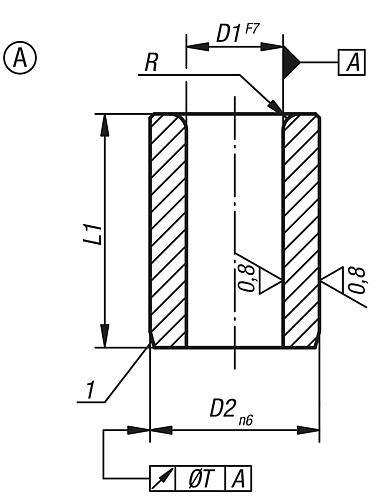 Zeichnung Bohrbuchse zylindrisch, Form: A Einsatzstahl, DIN179 0,4X3X6 - K1021.A0040X06 - direkt von HUG Technik ✓