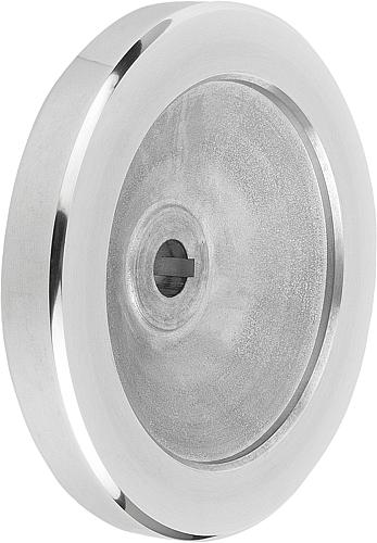 Handrad mit Nut D1=100 Aluminium, ohne Griff, D2=10 - K0161.1100X10 - gibt’s bei ☆ HUG Technik ✓