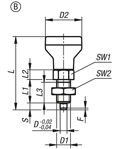 Arretierbolzen mit Zustandssensor, Gr.1, M10x1, D=5, Form: B ohne Rastnut, mit Kontermutter, Edelstahl gehärtet - K1495.02105 - bekommst Du bei ★ HUG Technik ✓