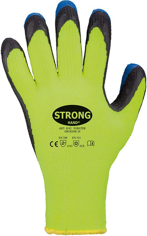 STRONGHAND® Winterstrickhandschuh Forster, Latex, Gr. 10, gelb-schwarz-blau - kommt direkt von HUG Technik 😊