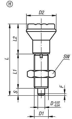 Arretierbolzen gehärtet Gr.1 M10x1, Form: H Edelstahl, Komp: Thermoplast, D=5 - K0344.02105 - gibt’s bei HUG Technik ✓