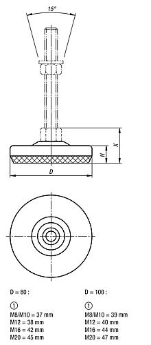 Teller für Stellfüße Edelstahl, Komp:Gummi - K0673.10802 - bei HUG Technik ✭ Teller für Stellfüße Edelstahl, Komp:Gummi - K0673.10802 - bei HUG Technik ✭