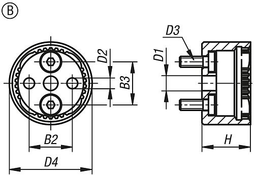 Rastelement mit Innenverzahnung, Form: B, D4=23, N=38, H=13,5, Edelstahl blank, Komp: Edelstahl - K1446.122338 - gibt’s bei ☆ HUG Technik ✓